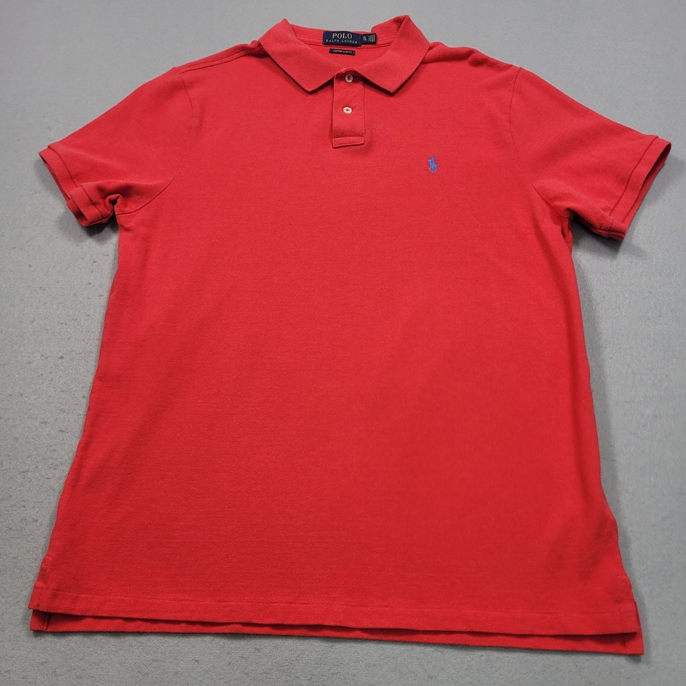 Polo Ralph Lauren Mens Red Custom Slim Fit Short Sleeve Polo Shirt XL